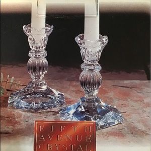 Household new with tags Naples 5 inch candlesticks 24% full lead crystal